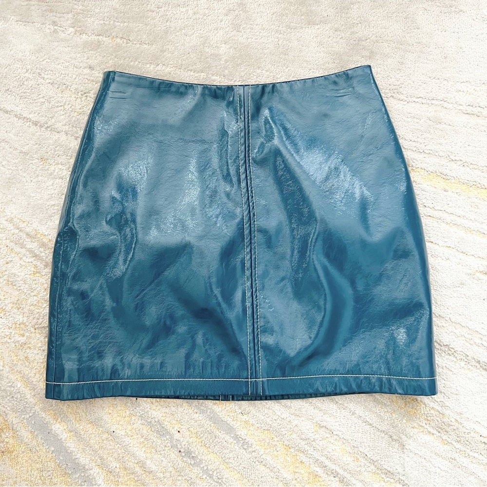 Urban Outfitters Faux Leather Mini Skirt in Teal Blue Size Small
